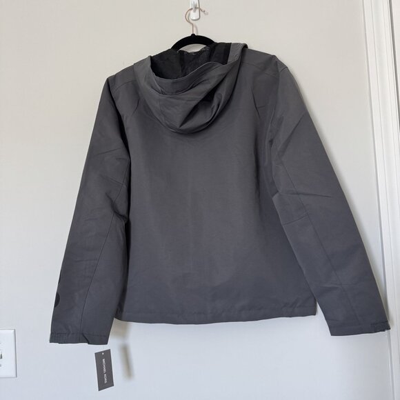 MICHAEL KORS Logo Windbreaker Hooded Jacket Gunmetal Gray Small - Picture 4 of 8